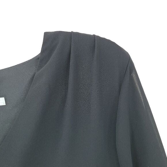 Calvin Klein Black Chiffon V-Neck Blouse Medium - Picture 6 of 8